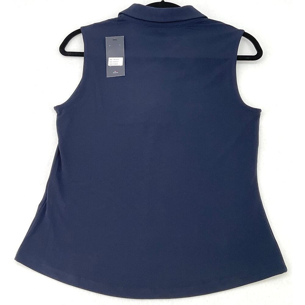 Tommy Hilfiger Navy Half-Zip Sleeveless Nautical Silver Accent Blouse NWT S - Picture 4 of 10